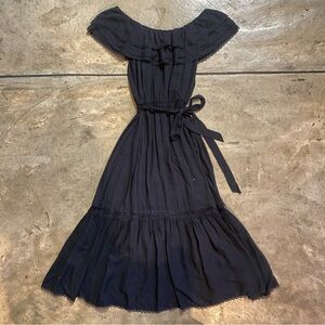 Alice + Olivia Black Off the Shoulder Maxi Dress